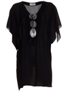 SAINT LAURENT KAFTAN DRESS WITH LACE-UP COLLAR,10824840