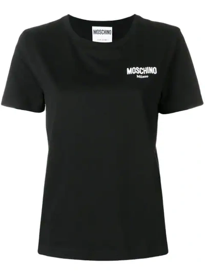 Moschino Logo Embroidered Performance T-shirt In Black