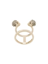 Alexander Mcqueen Swarovski Crystal Skull Ring In Light Gold