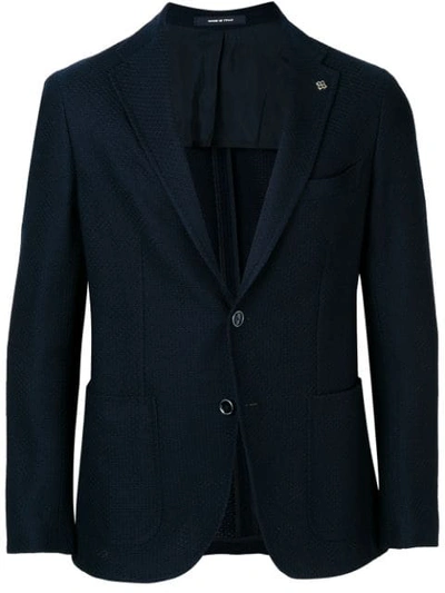 Tagliatore Waffled Blazer In Blue