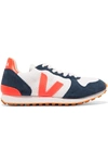 VEJA HOLIDAY REC NEON RUBBER AND LEATHER-TRIMMED MESH AND SUEDE SNEAKERS