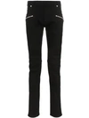 BALMAIN SLIM LEG LOGO STRIPE BIKER JEANS