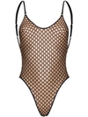 AGENT PROVOCATEUR TAMSYN MESH OVERLAY HIGH WAISTED SWIMSUIT