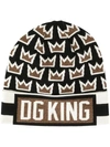 DOLCE & GABBANA INTARSIEN-BEANIE MIT KRONENMOTIV