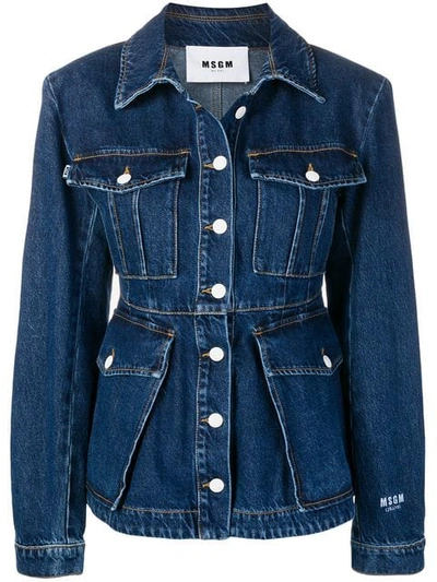 Msgm Fitted Denim Jacket In Blue