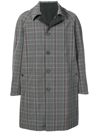 Lanvin Reversible Checked Cotton-blend Trench Coat In Grey