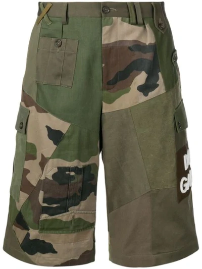 Dolce & Gabbana Camouflage Panelled Cargo Shorts In Green