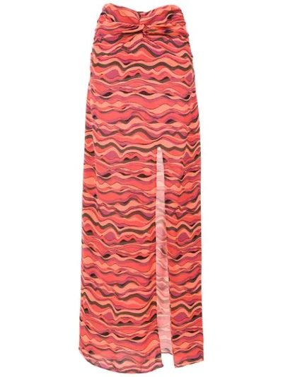 Amir Slama Printed Long Skirt In Red