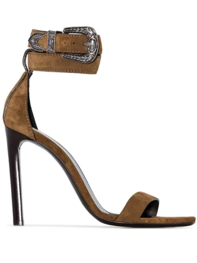 Saint Laurent Mica Western Sandals In Suede In Brown