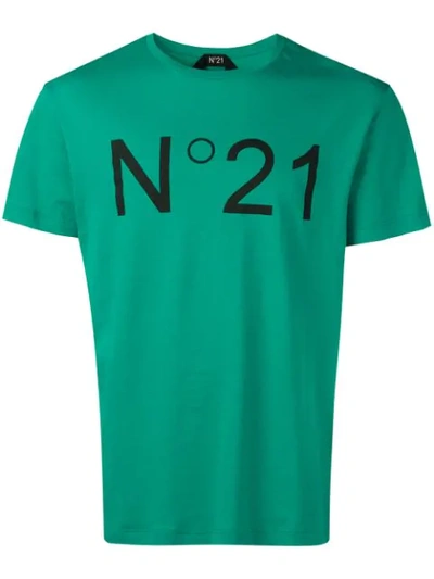 N°21 Logo Print T In Green