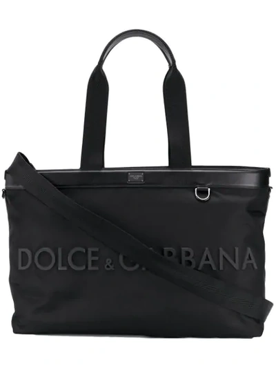 Dolce & Gabbana Logo Plaque Tote Bag In Black