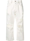 BEN TAVERNITI UNRAVEL PROJECT DISTRESSED CROPPED JEANS