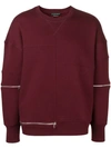 ALEXANDER MCQUEEN ALEXANDER MCQUEEN ZIP TRIM SWEATSHIRT - 红色