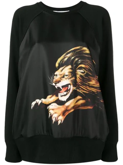Givenchy Lion Print Contrast Back Sweatshirt - 黑色 In Black