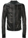 Rick Owens Rotterdam Harness Bi-material Biker Jacket In Black