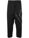 RICK OWENS GEOMETRIC EMBROIDERY CROPPED TROUSERS