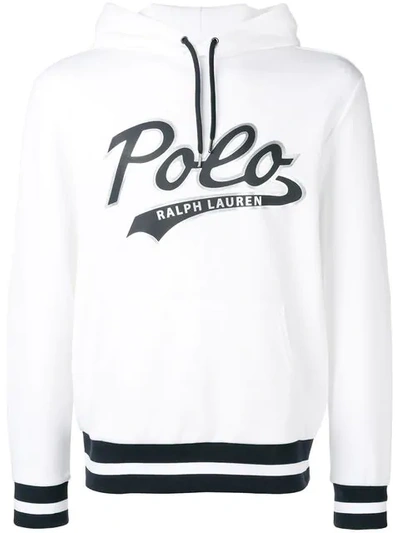 Polo Ralph Lauren Logo Printed Hooded Sweatshirt In White