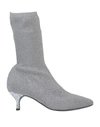 STRATEGIA STRATEGIA WOMAN ANKLE BOOTS GREY SIZE 7 TEXTILE FIBERS, SOFT LEATHER,11658254DQ 11