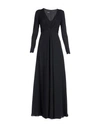 Giorgio Armani Plunging Long-sleeve Silk Cady Floor-length Dress In Black