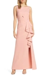 Eliza J Ruffle Front Gown In Blush