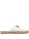 GUCCI GUCCI WHITE PILAR 50 BACKLESS LEATHER ESPADRILLES