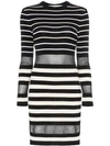 OFF-WHITE mesh panel stripe print mini dress