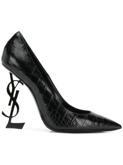 Saint Laurent Black Croc Opyum 110 Heels