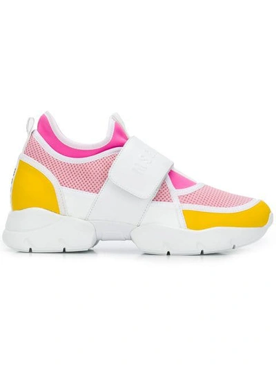 Msgm Colour Block Sneakers In White