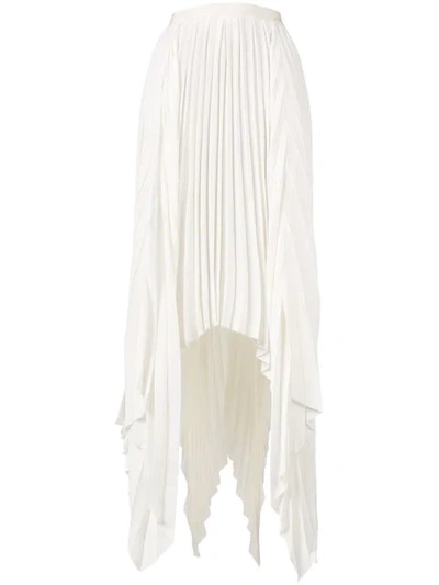 Khaite Charlotte Asymmetric Pleated Crepe De Chine Skirt In Off-white