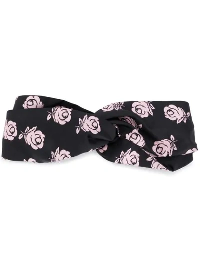 Kenzo Roses Turban Headband In Black