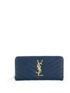 Saint Laurent Monogram Zip Around Wallet - Blue In Blue