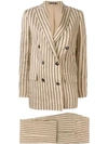 TAGLIATORE TAGLIATORE STRIPED TWO-PIECE FORMAL SUIT - 大地色