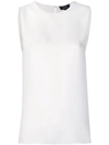 Theory Bringam Silk Stretch Sleeveless Top In Ivory