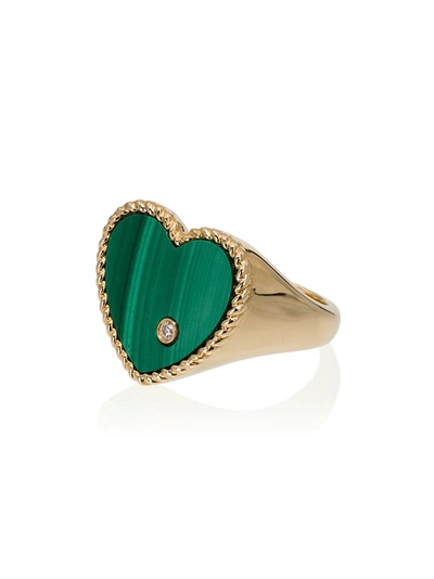 Yvonne Léon 9kt Gold, Emerald And Diamond Ring In Gold/green