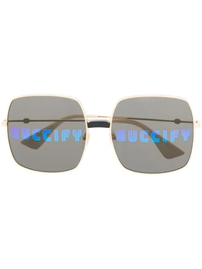 Gucci Rectangular-frame Sunglasses In Brown