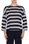 Akris Punto Crewneck Memphis Scallop Cotton Blouse In Nero-crema