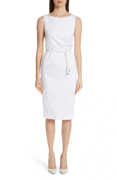 Max Mara Cordoba Belted Stretch-cotton Dress In White