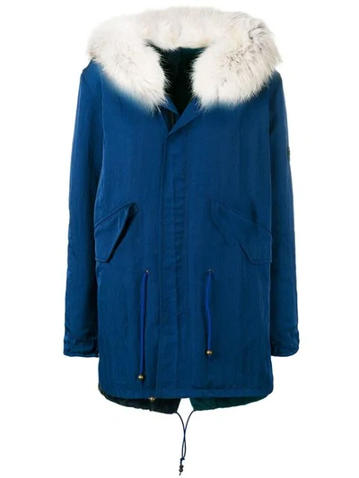 Mr & Mrs Italy Fur Trimmed Hood Parka In Blue