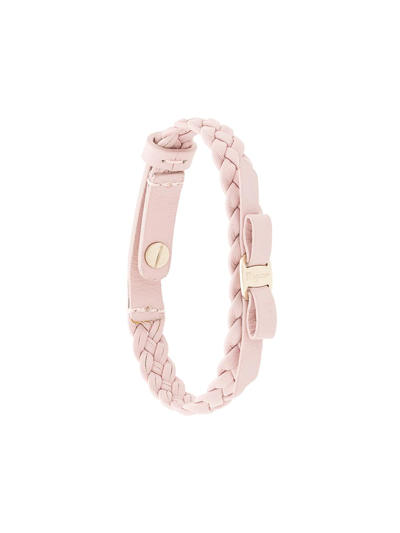 Ferragamo Woven Vara Bracelet In Pink