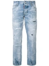 DSQUARED2 DSQUARED2 CROPPED DISTRESSED JEANS - 蓝色