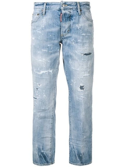 Dsquared2 Cropped Distressed Jeans - 蓝色 In Blue