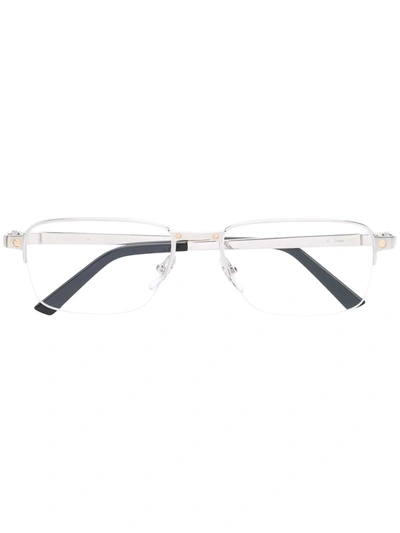 Cartier Frameless Square Glasses - 白色 In Silver