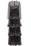 VALENTINO TIERED EMBROIDERED TULLE AND FLORAL-PRINT CREPE DE CHINE GOWN,3074457345620198773