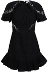 ZIMMERMANN WOMAN HELM CIRCLE MACRAMÉ-TRIMMED BRODERIE ANGLAISE COTTON MINI DRESS BLACK,AU 272216333608637