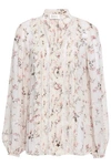 ZIMMERMANN WHITEWAVE PINTUCKED FLORAL-PRINT GEORGETTE BLOUSE,3074457345620052319