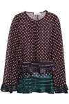 ZIMMERMANN ZIMMERMANN WOMAN SATIN-TRIMMED POLKA-DOT CREPE BLOUSE MERLOT,3074457345620079247