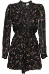 ZIMMERMANN ZIMMERMANN WOMAN LACE-UP FLORAL-PRINT CREPE PLAYSUIT BLACK,3074457345620122847