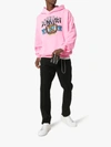Amiri Oversized Embroidered Loopback Cotton-jersey Hoodie In Pink