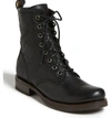 Frye Veronica Leather Combat Booties In Black