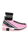Dolce & Gabbana Sorrento Pink Stretch Jersey Hi- Top Slip-ons